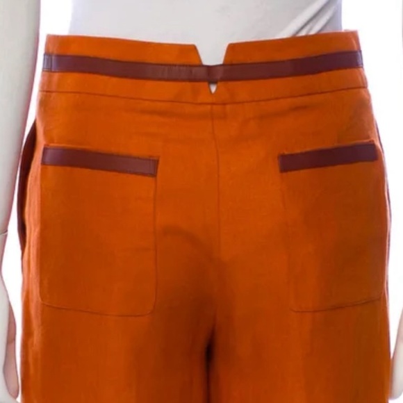 [SOLD] LORO PIANA Carson Leather-trim Linen Pant In Orange/Splendent Rust - Picture 5 of 11